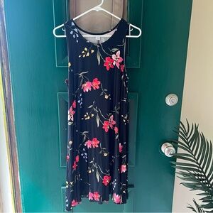 Old Navy Black Floral Midi Dress